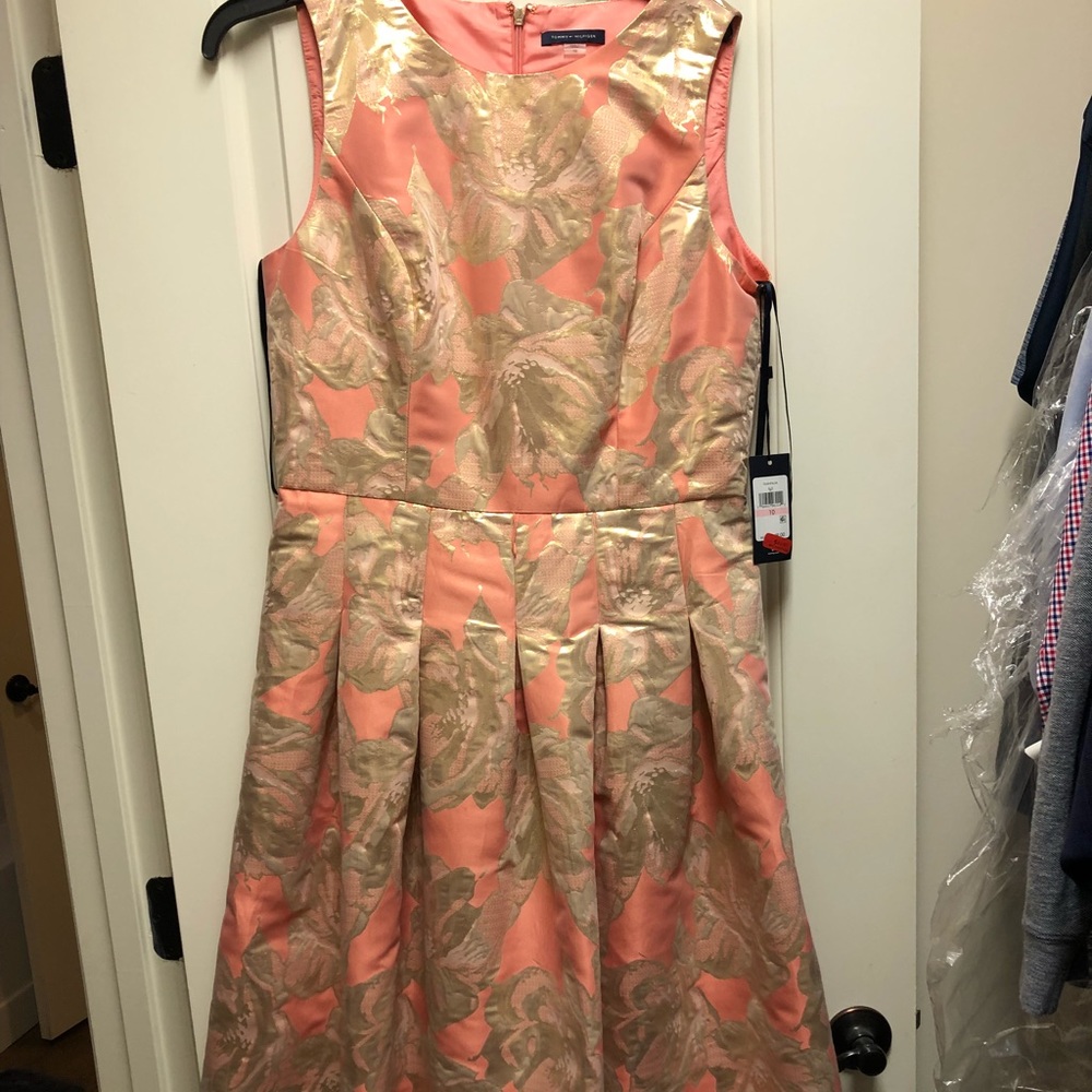 Tommy Hilfiger Coral Floral Gold Dress